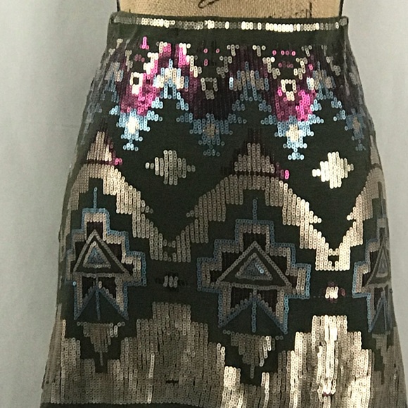 Living doll Olive Green sequin mini skirt Sz XlL - Picture 2 of 5